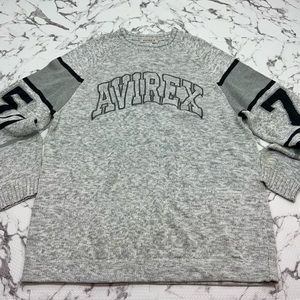 Men's Avirex White Grey Crewneck Sweater